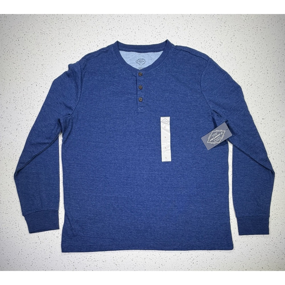 St. John's Bay Classic Blue Henley T-Shirt Long Sleeve Cotton Blend Size L - Picture 2 of 6